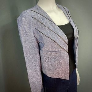 Chambray Cropped Jacket with Zipper detail